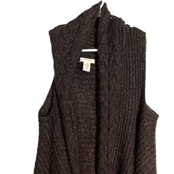 Vertigo Paris Shawl Womens Size M Brown Wool Open Cardigan Sleeveless Wrap Sweat - Picture 5 of 6
